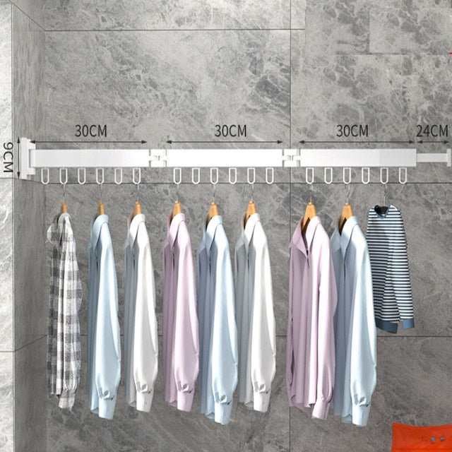 Étendoir mural rétractable pour vêtements avec design compact et robuste