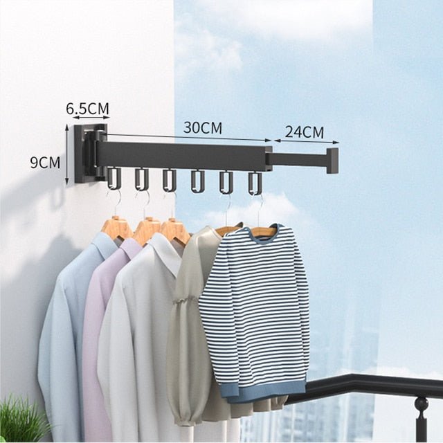 Étendoir mural rétractable pour vêtements avec design compact et robuste