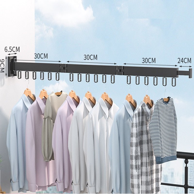 Étendoir mural rétractable pour vêtements avec design compact et robuste