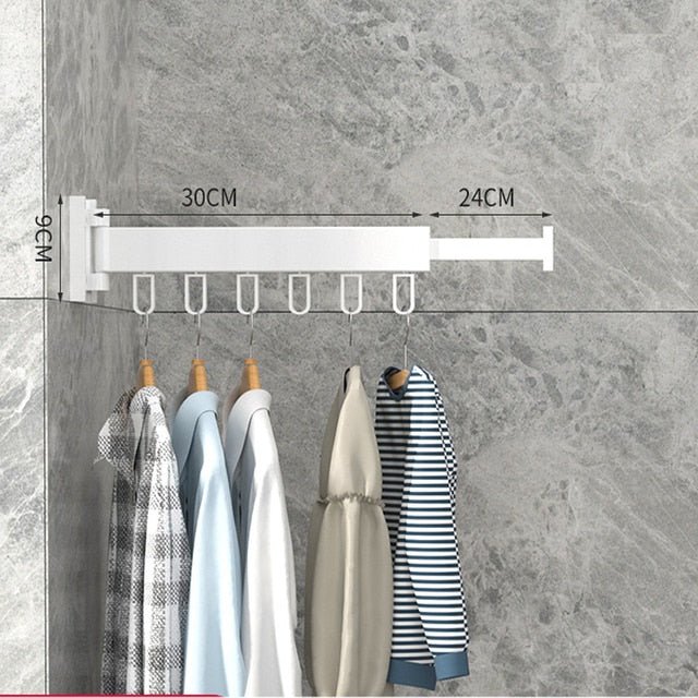 Étendoir mural rétractable pour vêtements avec design compact et robuste