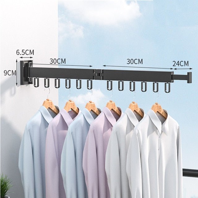 Étendoir mural rétractable pour vêtements avec design compact et robuste