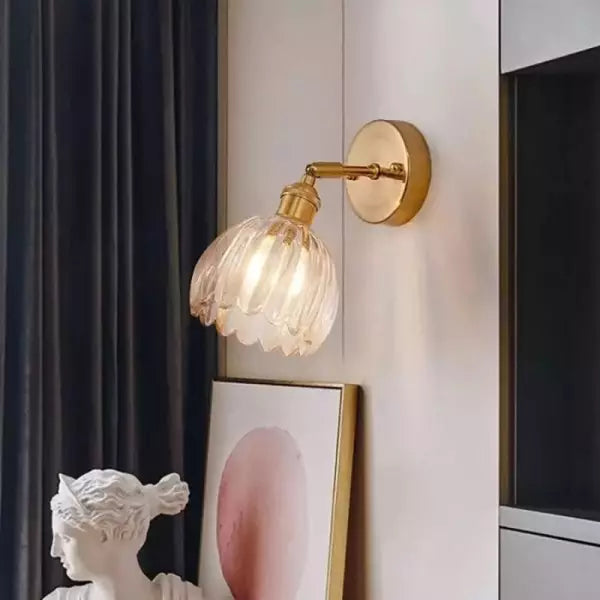 Lampe Wandlamp Tulp Retro Glas Bloem Design Metal Vintage Lampe d'éclairage | Sansotis