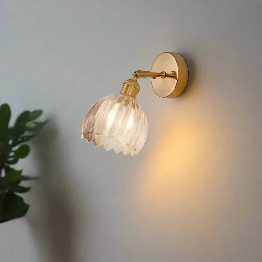 Lampe Wandlamp Tulp Retro Glas Bloem Design Metal Vintage Lampe d'éclairage | Sansotis