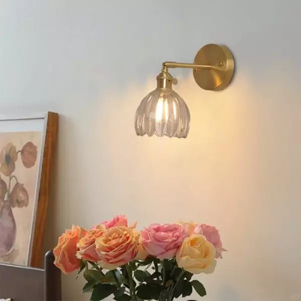 Lampe Wandlamp Tulp Retro Glas Bloem Design Metal Vintage Lampe d'éclairage | Sansotis