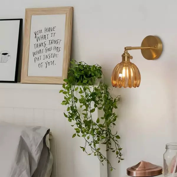 Lampe Wandlamp Tulp Retro Glas Bloem Design Metal Vintage Lampe d'éclairage | Sansotis