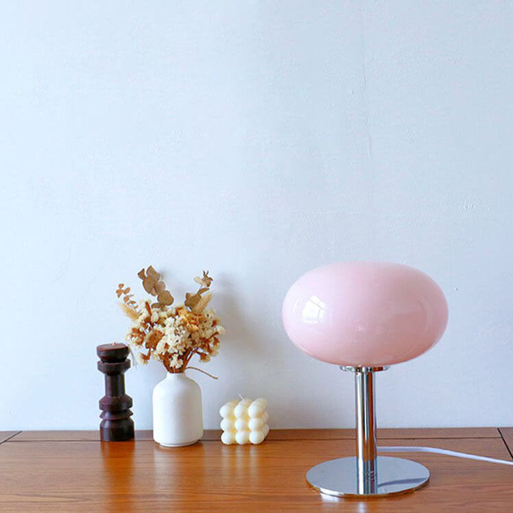 Lampe de table ronde en verre - Lampe de chevet élégante - Lampe de bureau moderne