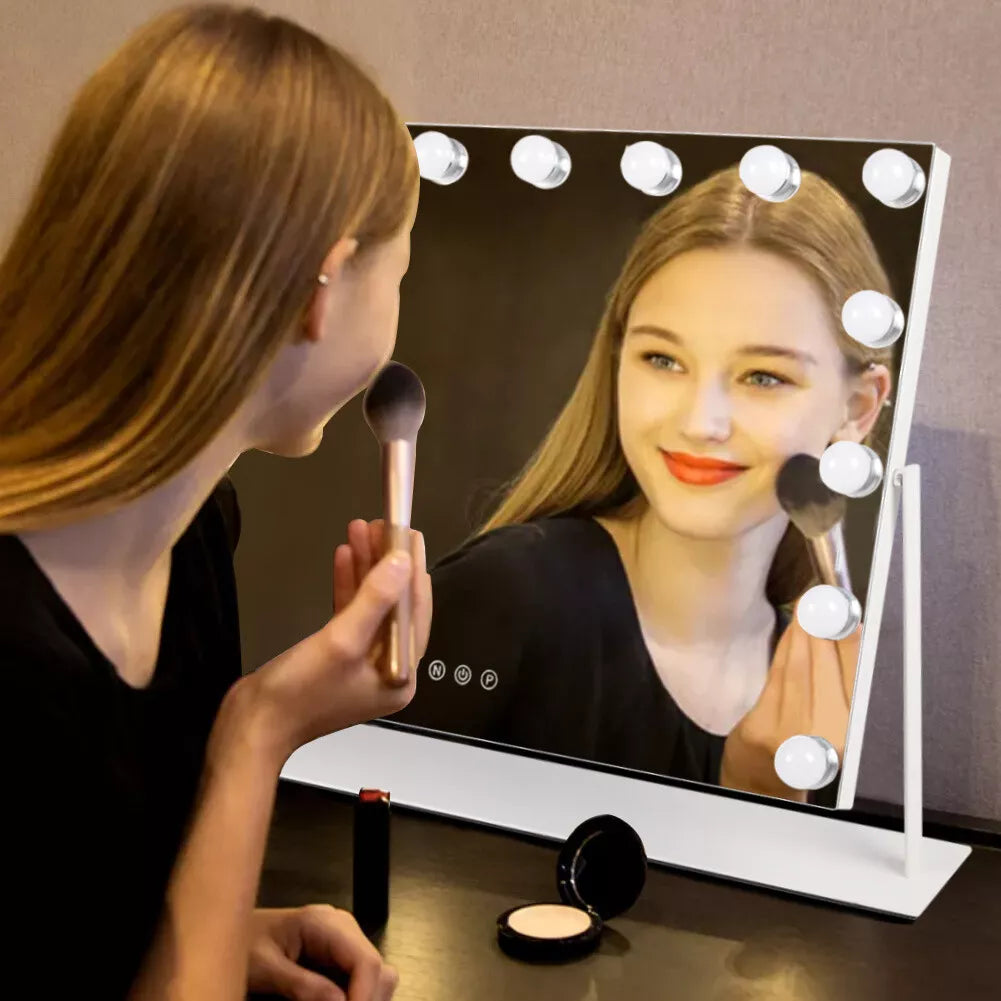 Éclairage de miroir LED à intensité variable avec boules lumineuses et éclairage de maquillage réglable