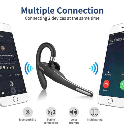 Oreillette Bluetooth 5.1 double microphone, 25 heures de lecture, réduction de bruit CVC8.0, crochet rotatif