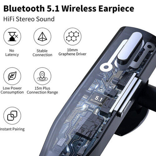 Oreillette Bluetooth sans fil avec micro double et commande de fonctionnement pour les appareils mains libres et les travaux de fabrication | Sansotis