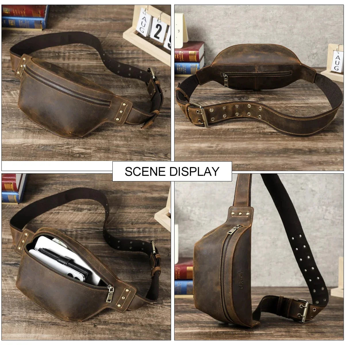 Sac Banane Homme en Cuir Vintage