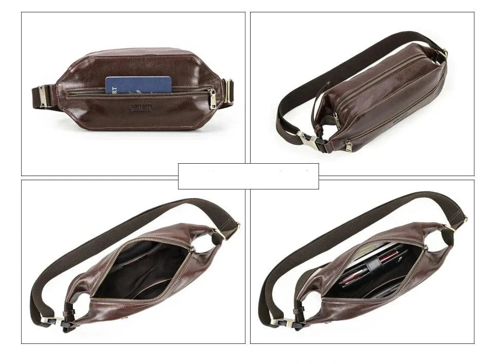 Sac Banane Vintage en Cuir pour Hommes