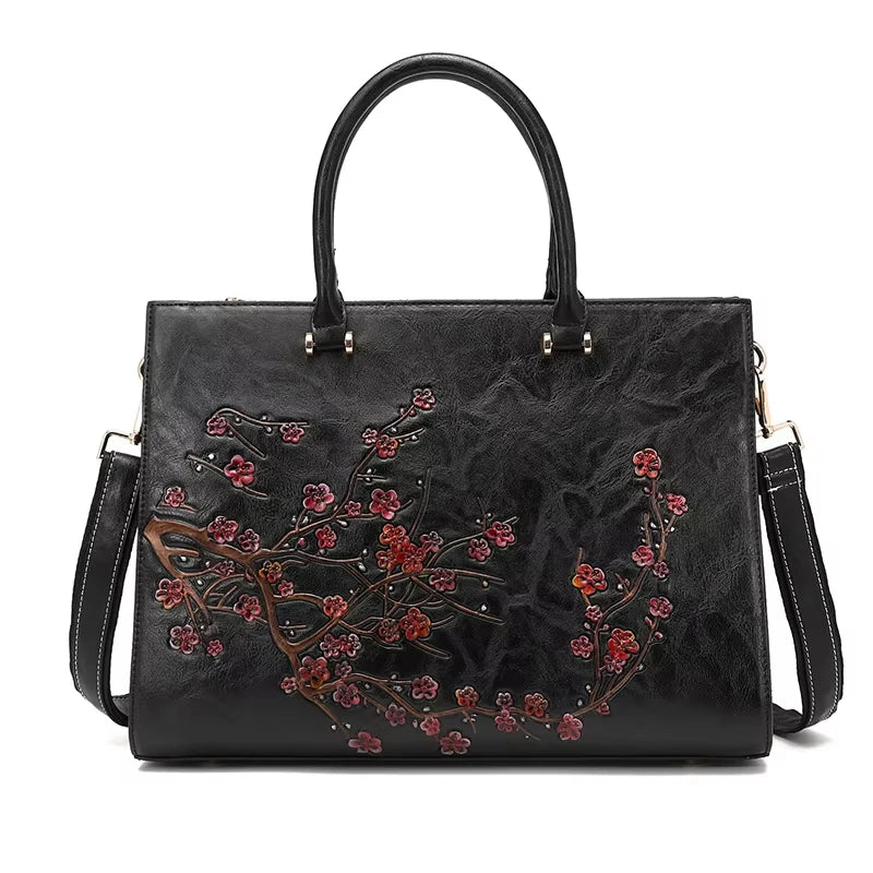 Sac d'Ordinateur Femme en Cuir Vegan Floral