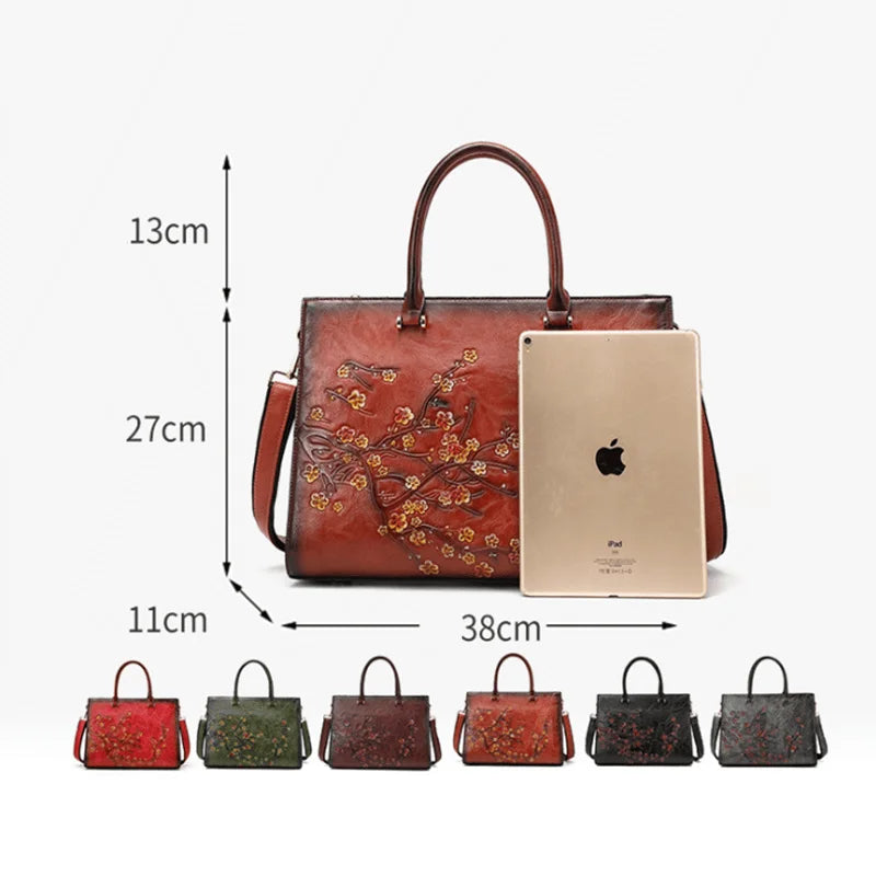 Sac d'Ordinateur Femme en Cuir Vegan Floral