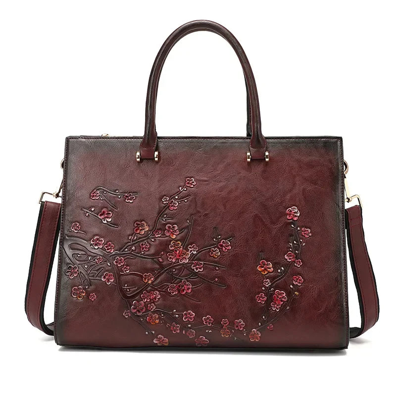 Sac d'Ordinateur Femme en Cuir Vegan Floral