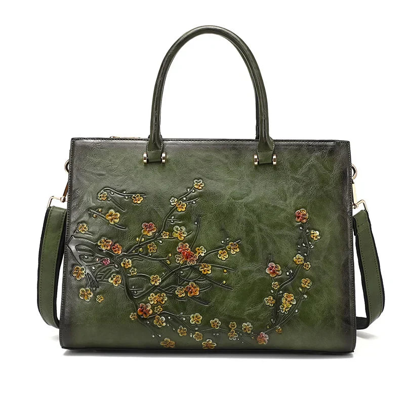 Sac d'Ordinateur Femme en Cuir Vegan Floral