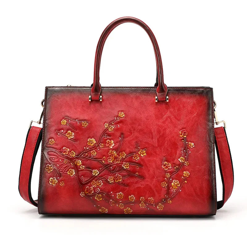 Sac d'Ordinateur Femme en Cuir Vegan Floral