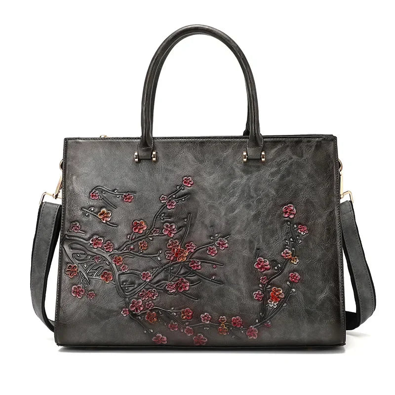 Sac d'Ordinateur Femme en Cuir Vegan Floral