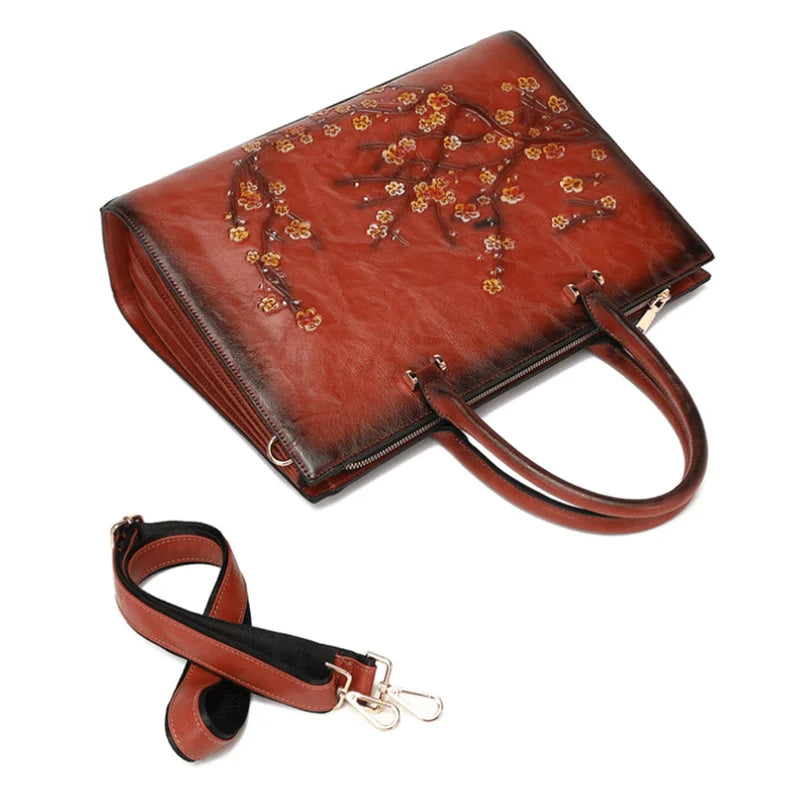 Sac d'Ordinateur Femme en Cuir Vegan Floral