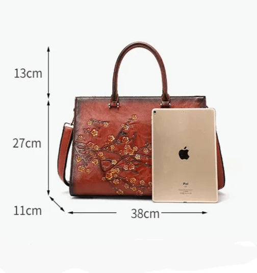 Sac d'Ordinateur Femme en Cuir Vegan Floral