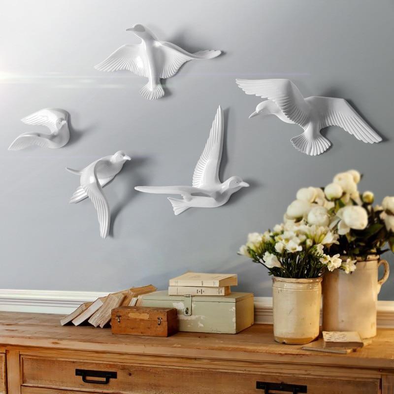 Décoration murale mouette en résine, gravée au laser, disponible en plusieurs tailles et couleurs (bleu, blanc, or)