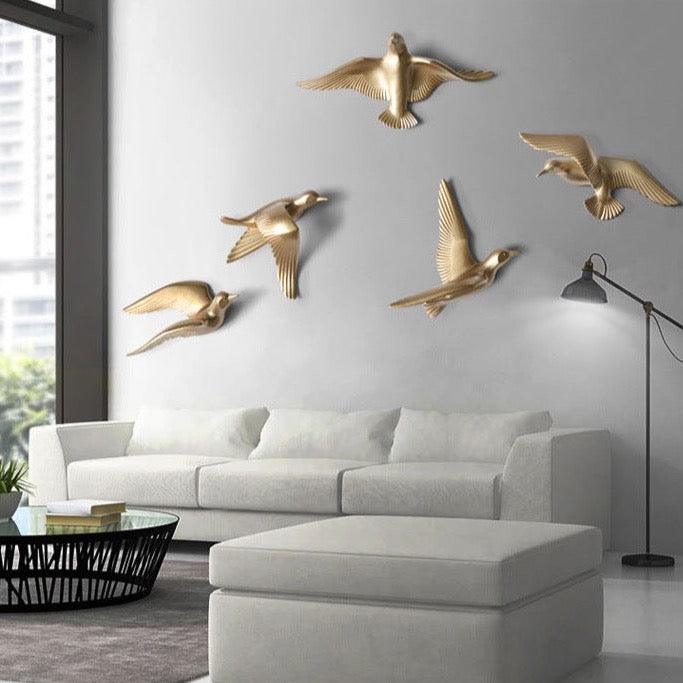 Décoration murale mouette en résine, gravée au laser, disponible en plusieurs tailles et couleurs (bleu, blanc, or)