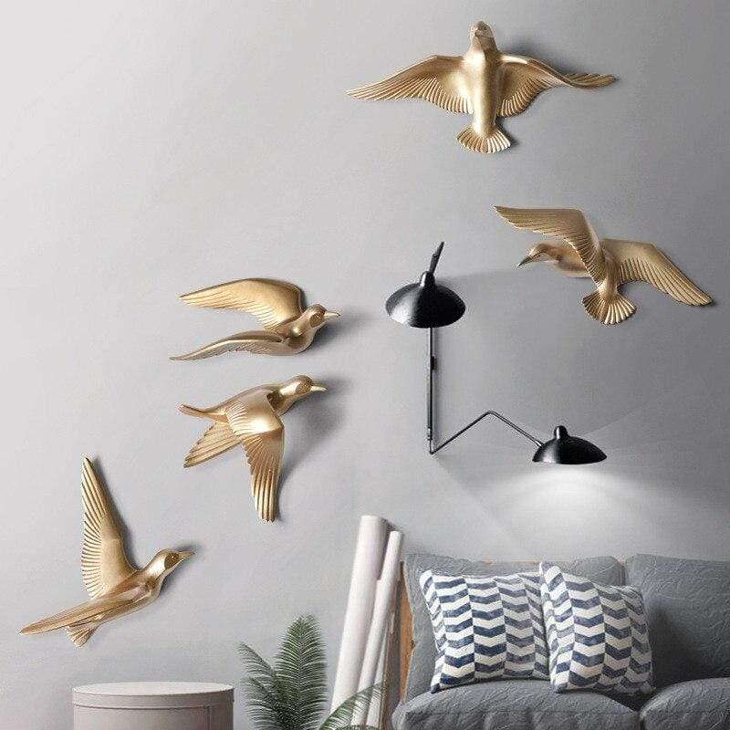 Décoration murale mouette en résine, gravée au laser, disponible en plusieurs tailles et couleurs (bleu, blanc, or)