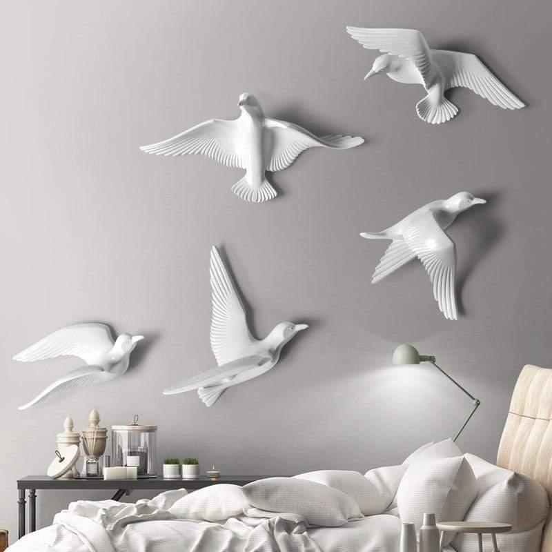 Décoration murale mouette en résine, gravée au laser, disponible en plusieurs tailles et couleurs (bleu, blanc, or)