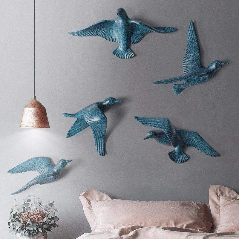 Décoration murale mouette en résine, gravée au laser, disponible en plusieurs tailles et couleurs (bleu, blanc, or)