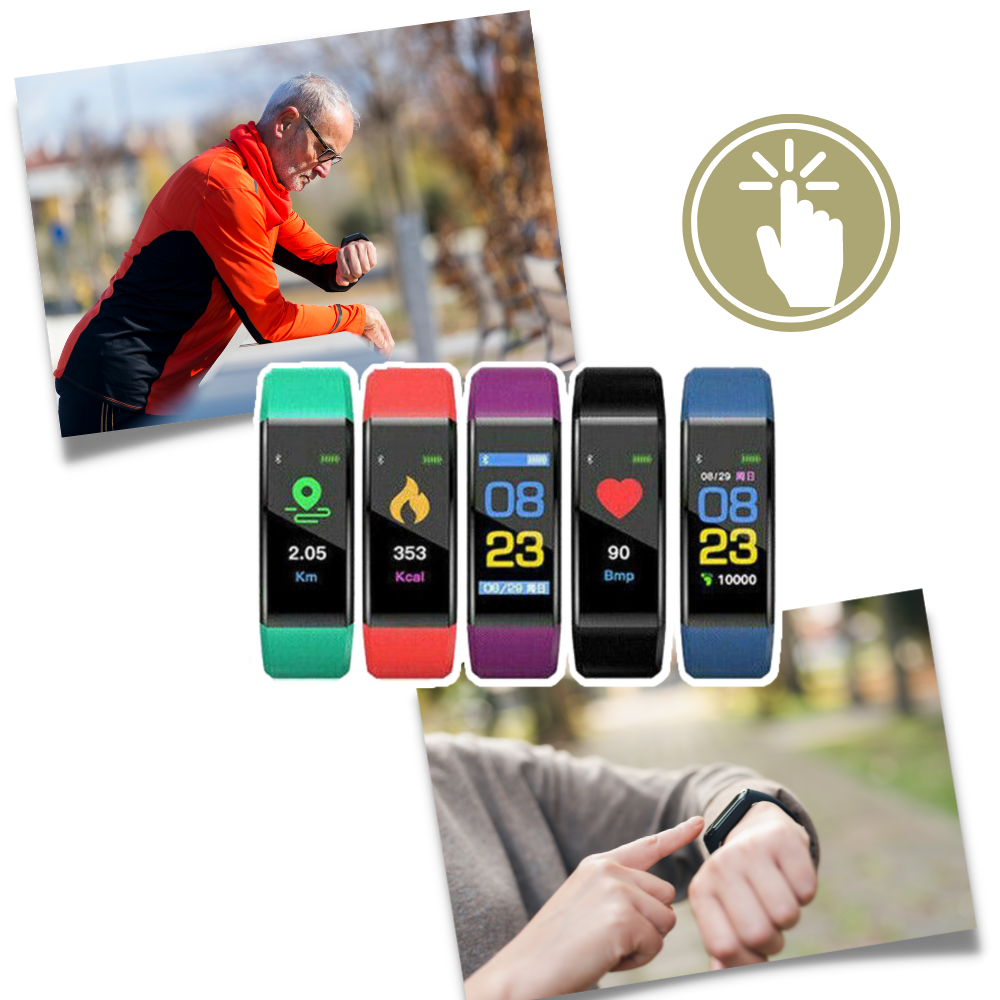 Montre connectée seniors avec suivi de la fréquence cardiaque et de la tension