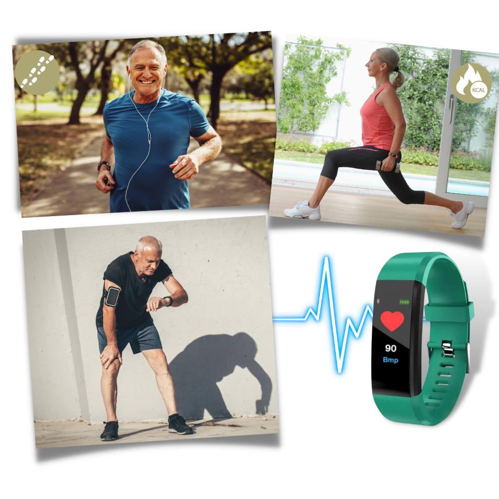 Montre connectée seniors avec suivi de la fréquence cardiaque et de la tension