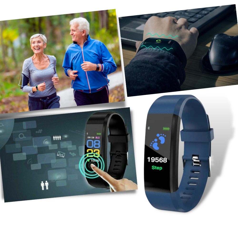 Montre connectée seniors avec suivi de la fréquence cardiaque et de la tension