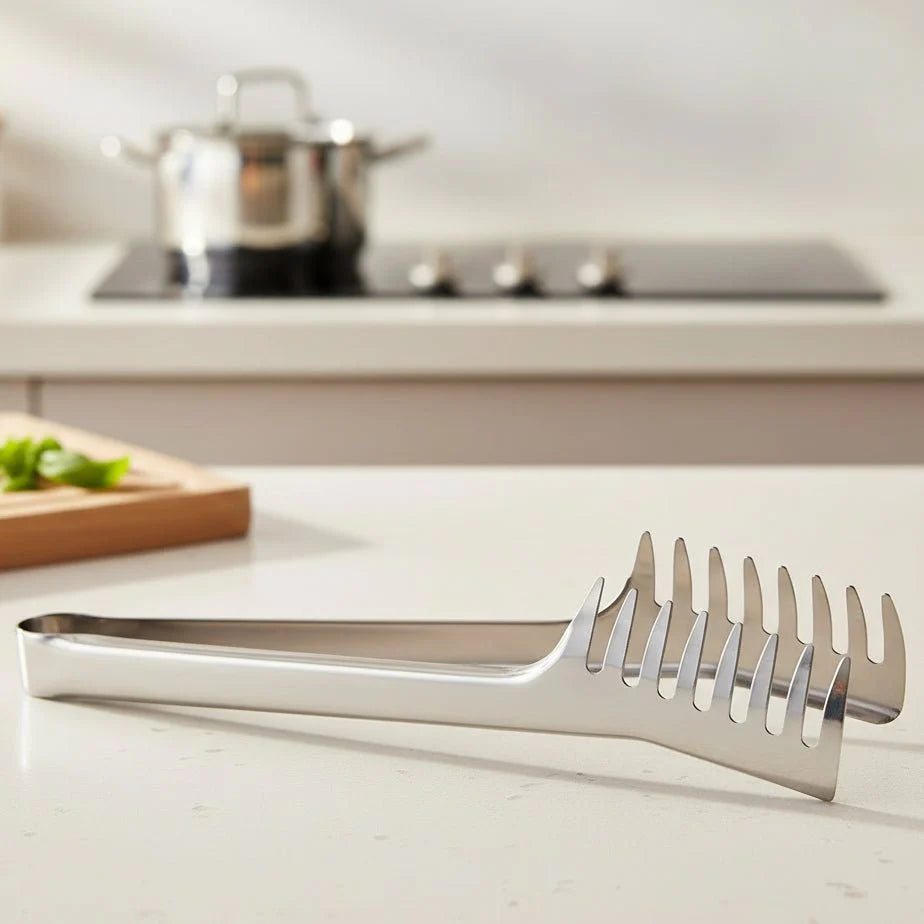 SERVEWISE – Pinces de service en acier inoxydable et fourchette à pâtes au design ergonomique