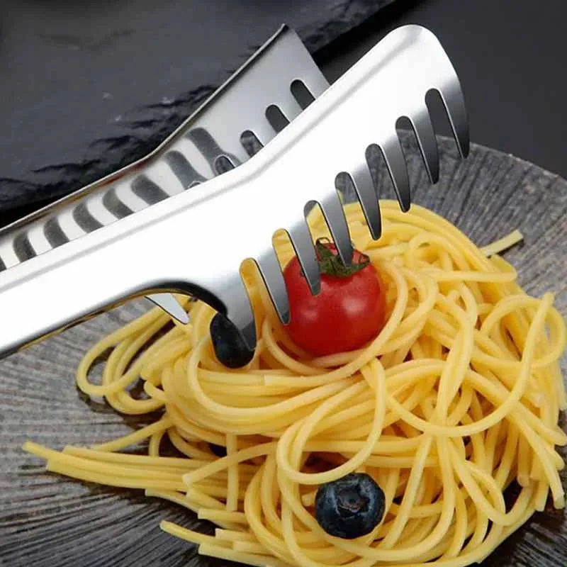 SERVEWISE – Pinces de service en acier inoxydable et fourchette à pâtes au design ergonomique