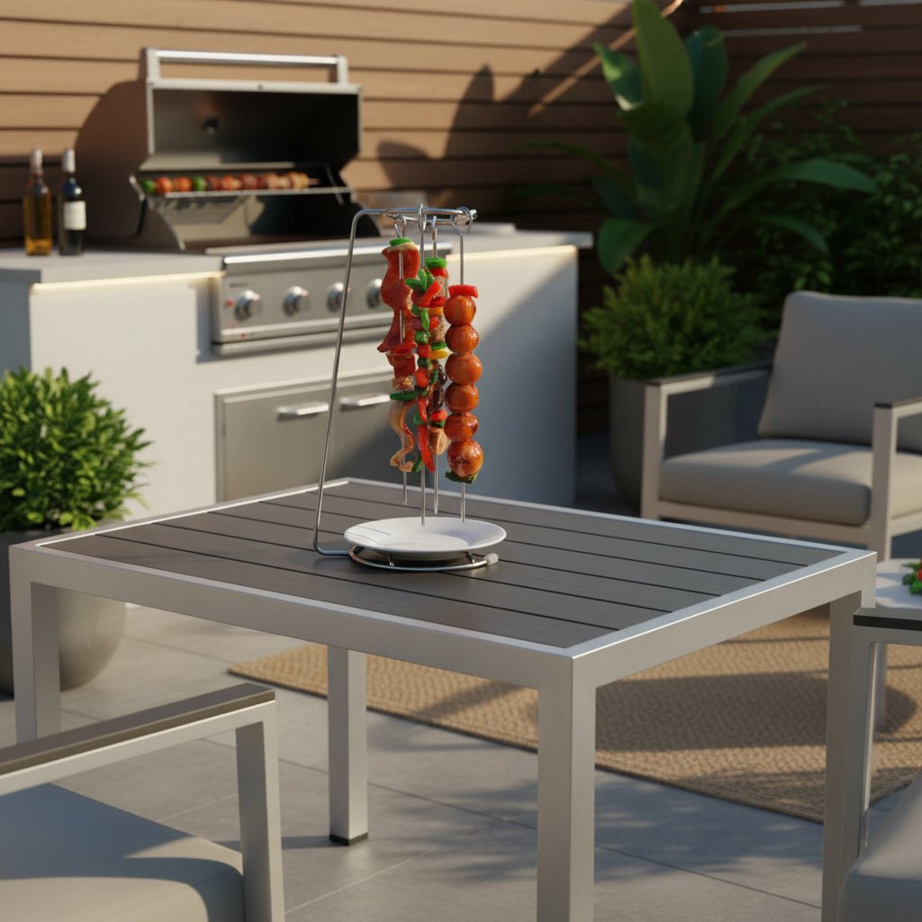 SKEWRA – Ensemble de brochettes en acier inoxydable avec grille de barbecue pour une cuisson sans effort