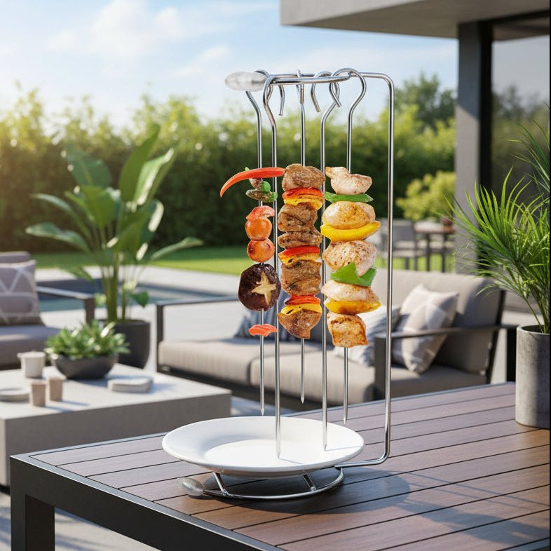 SKEWRA – Ensemble de brochettes en acier inoxydable avec grille de barbecue pour une cuisson sans effort
