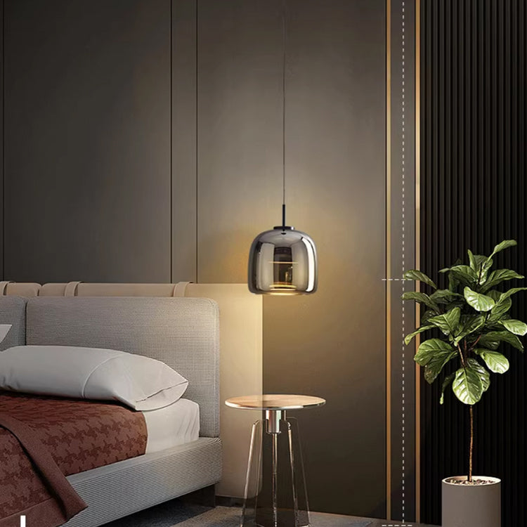 Lampe suspendue verre noir scandinave nordique LED E27 16cm suspension cuisine salon luxe | Sansotis