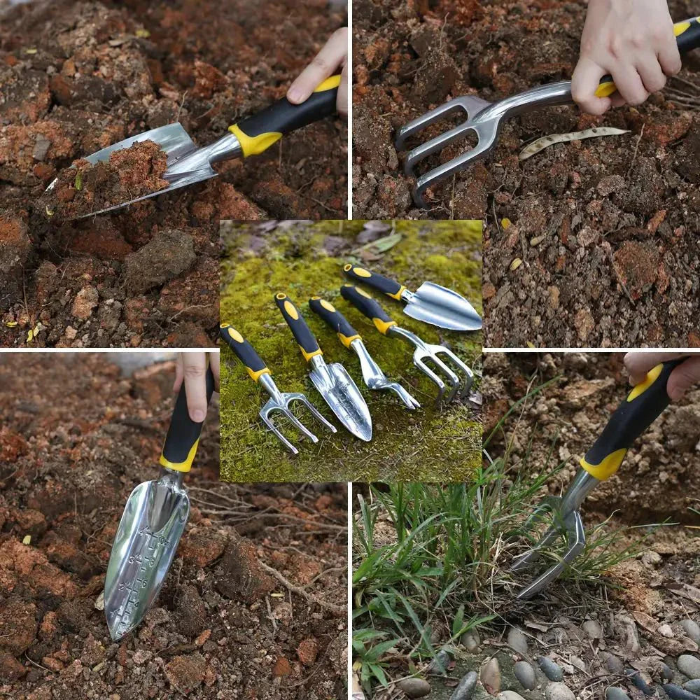 SOILARA – Ensemble d'outils de jardin en acier inoxydable ergonomique