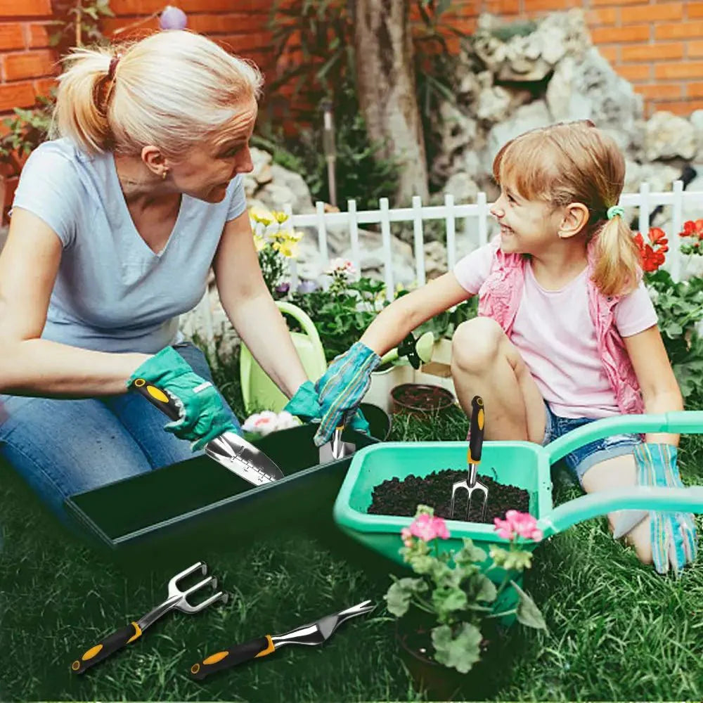 SOILARA – Ensemble d'outils de jardin en acier inoxydable ergonomique