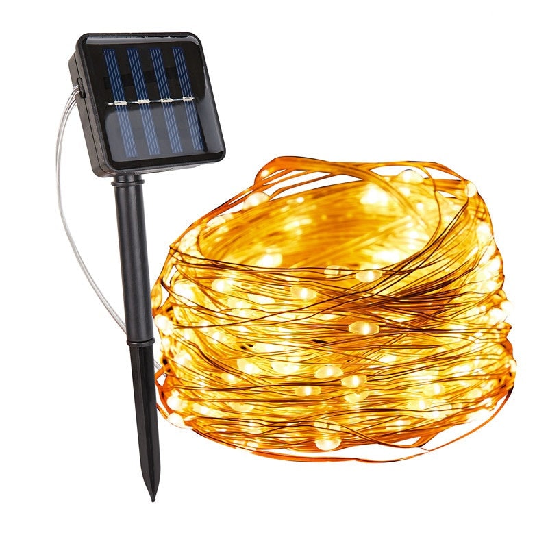 Guirlande lumineuse solaire d'extérieur, avec fil de cuivre étanche et Micro LED, pour jardin, cour, Patio