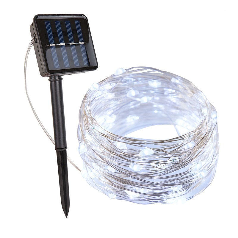 Guirlande lumineuse solaire d'extérieur, avec fil de cuivre étanche et Micro LED, pour jardin, cour, Patio