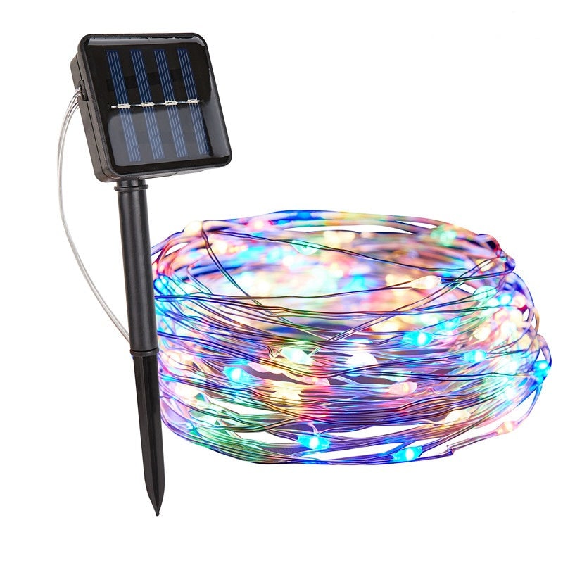 Guirlande lumineuse solaire d'extérieur, avec fil de cuivre étanche et Micro LED, pour jardin, cour, Patio