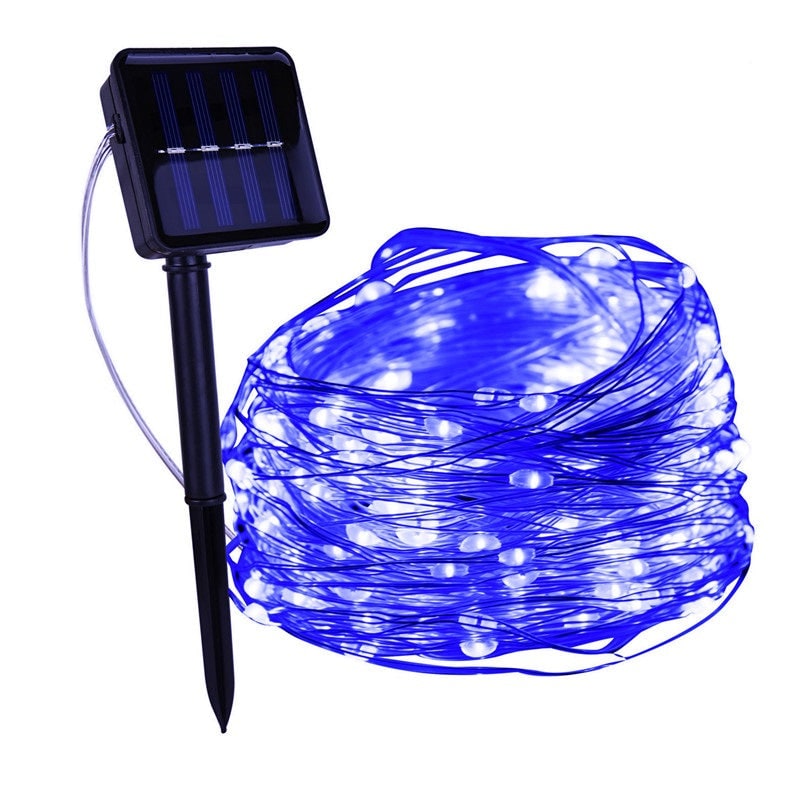 Guirlande lumineuse solaire d'extérieur, avec fil de cuivre étanche et Micro LED, pour jardin, cour, Patio