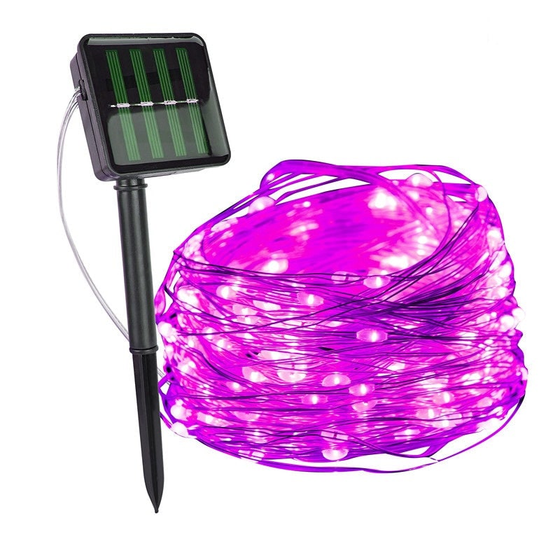 Guirlande lumineuse solaire d'extérieur, avec fil de cuivre étanche et Micro LED, pour jardin, cour, Patio