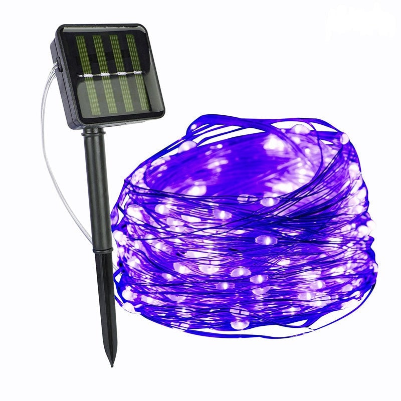 Guirlande lumineuse solaire d'extérieur, avec fil de cuivre étanche et Micro LED, pour jardin, cour, Patio