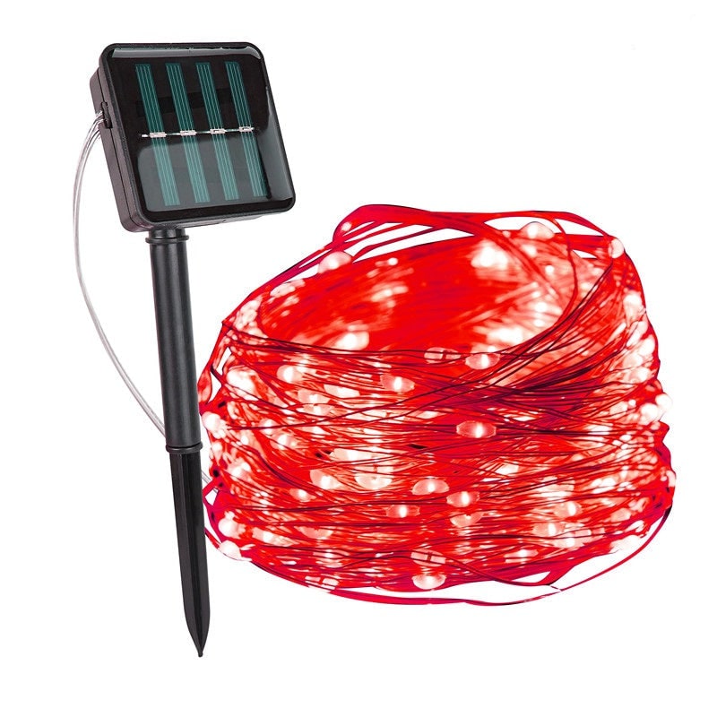 Guirlande lumineuse solaire d'extérieur, avec fil de cuivre étanche et Micro LED, pour jardin, cour, Patio