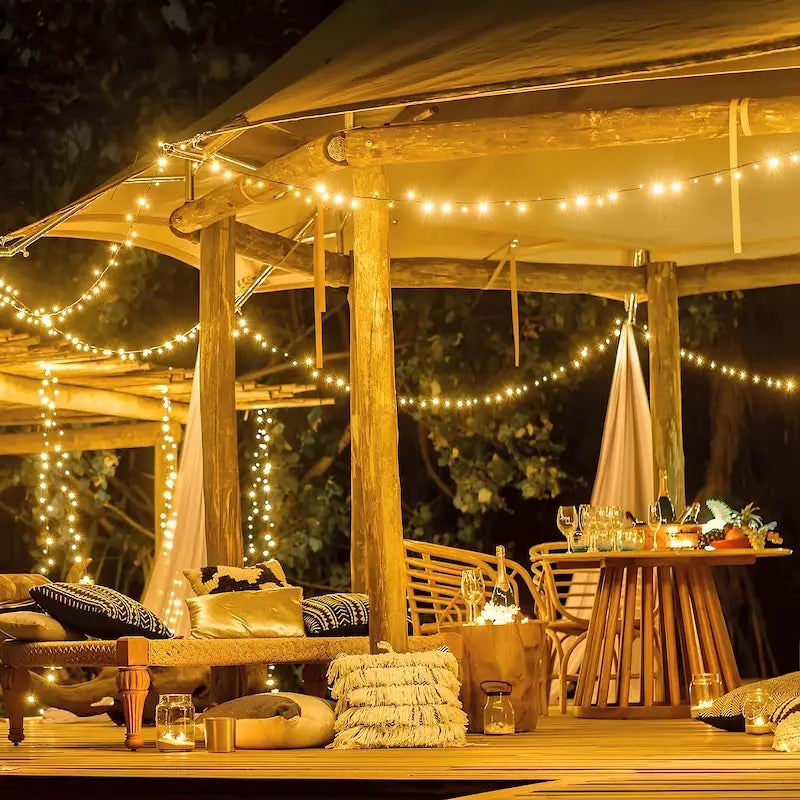 Guirlande lumineuse solaire d'extérieur, avec fil de cuivre étanche et Micro LED, pour jardin, cour, Patio