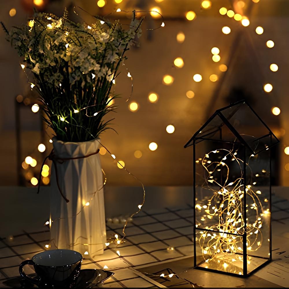 Guirlande lumineuse solaire d'extérieur, avec fil de cuivre étanche et Micro LED, pour jardin, cour, Patio