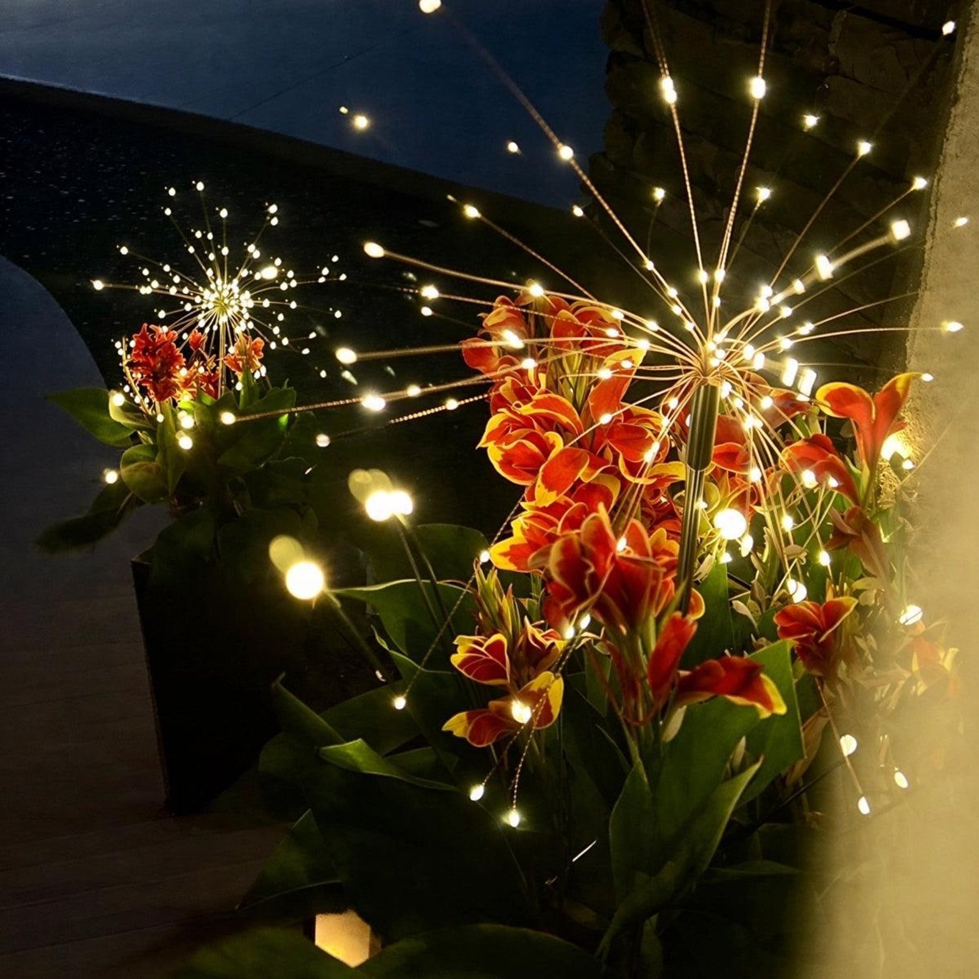 Lumières féeriques solaires de jardin, pour piquet de feu d'artifice de cour en plein air, crée une ambiance enchanteresse avec éclairage