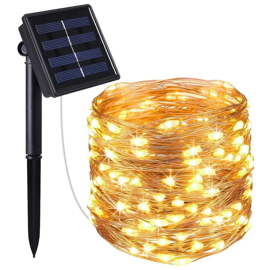 Guirlandes lumineuses solaires à fil LED – Décorations de Noël extérieures imperméables