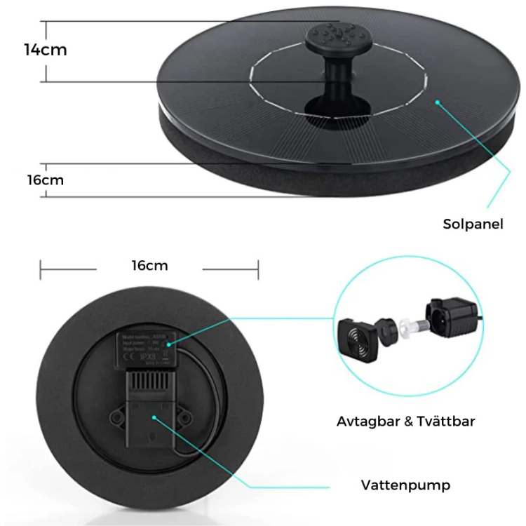 Fontaine solaire pour étang au design flottant et avec plusieurs modes de jet